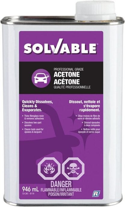 Solvable 53-261 Acetone, Liquid, Pungent, 946 mL Sells in Quantity of 6