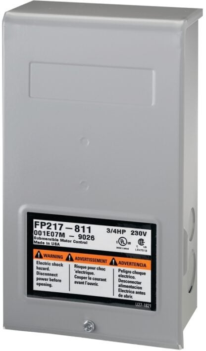 Flotec FP217-811 Control Box, 230 V, 0.75 hp, 3-Wire, Multiple Size Electrical Knockout, NEMA 3R Enclosure