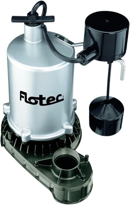 Flotec FPZT7350 Sump Pump, 7.3 A, 115 V, 0.5 hp, 1-1/2 in Outlet, 23 ft Max Head, 1380 gph, Zinc