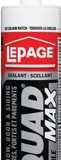 LePage QUAD MAX 1869820 Window, Door and Siding Sealant, Chestnut, 24 to 72 hr Curing, 0 to 140 deg F, 280 mL Cartridge