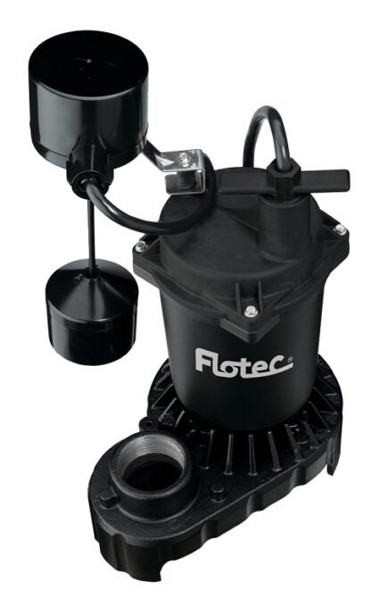 Flotec FPCI3350 Submersible Sump Pump, 120 V, 0.33 hp, 1-1/2 in Outlet, 22 ft Max Head, 4200 gph, Zinc