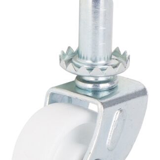 ProSource JC-B07-PS Swivel Caster, 1-1/4 in Dia Wheel, 1-1/4 in W Wheel, White, 40 lb, Steel Housing Material