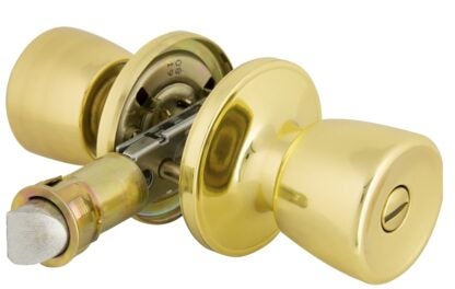 ProSource T-5764PB-BK Privacy Lockset, Brass, Polished Brass