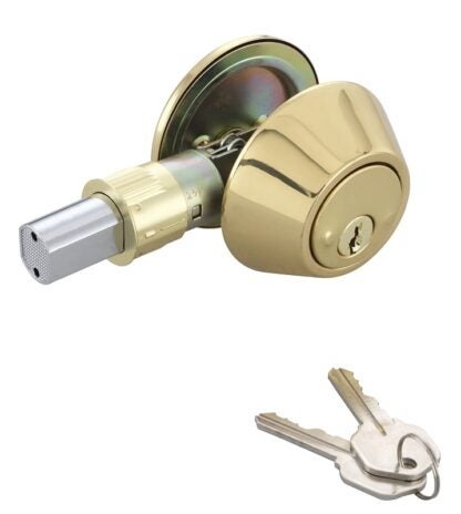 ProSource Signature Series T-D101PB Deadbolt, 3 Grade, Polished Brass, 2-3/8, 2-3/4 in Backset, KW1 Keyway Sells in Quantity of 3