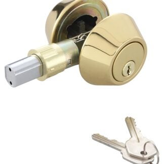 ProSource T-D102PB Deadbolt, 3 Grade, Polished Brass, 2-3/8 to 2-3/4 in Backset, KW1 Keyway Sells in Quantity of 3