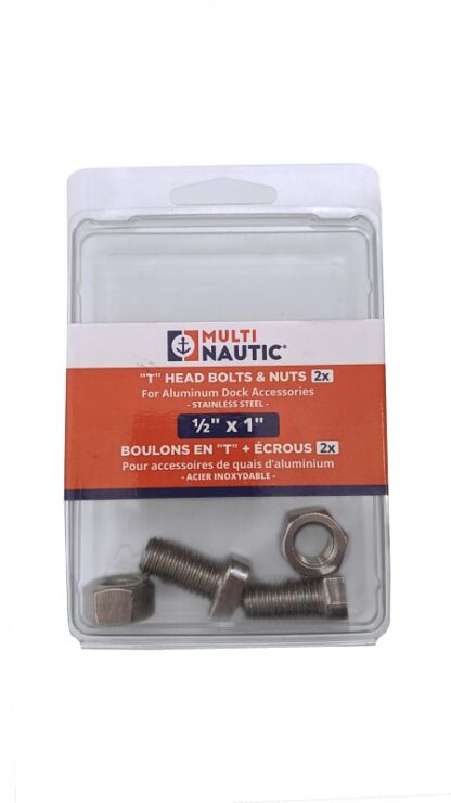 Multinautic 22080 T-Head Bolt and Nut, Stainless Steel Sells in Quantity of 6