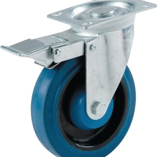 Shepherd Hardware 9262 Swivel Caster, 4 in Dia Wheel, 1 in W Wheel, Rubber Wheel, Blue, 265 lb