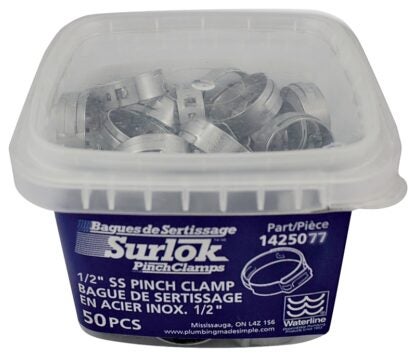 Waterline Surlok 1425077 Pinch Clamp, Stainless Steel, 50/PK