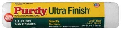 Purdy Ultra Finish 137678M92 Replacement Roller Cover, 3/8 in Thick Nap, 9-1/2 in L, Microfiber Cover, White