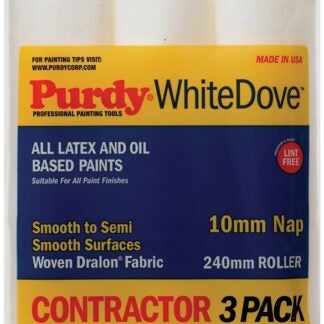 Purdy White Dove 13A863M00 Replacement Roller Cover, 3/8 in Thick Nap, 9-1/2 in L, Woven Dralon Fabric Cover