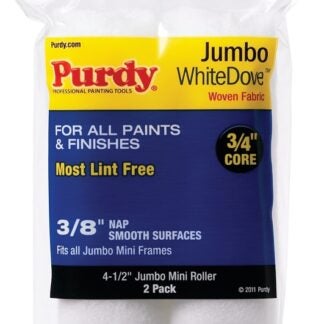 Purdy White Dove 140624012 Jumbo Mini Roller Cover, 3/8 in Thick Nap, 4-1/2 in L, 3/4 in Core, Dralon Fabric Cover