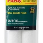 Purdy Ultra Finish 140626052 Jumbo Mini Roller Cover, 3/8 in Thick Nap, 6-1/2 in L, 3/4 in Core, Microfiber Cloth Cover