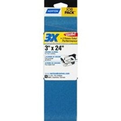 NORTON 49270 Sanding Belt, 3 in W, 24 in L, 80 Grit, Medium, Zirconia Aluminum Abrasive