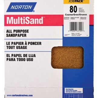 NORTON MultiSand 07660768109 Sanding Sheet, 11 in L, 9 in W, Coarse, 80 Grit, Aluminum Oxide Abrasive