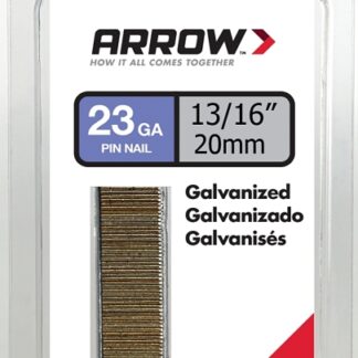 Arrow 23G20-1K Pin Nail, 13/16 in L, 23 Gauge, Galvanized Steel, Round Shank