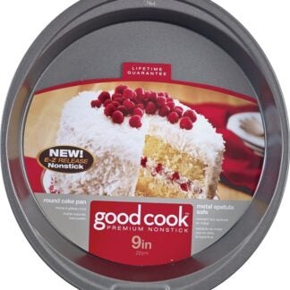 Goodcook 04016 Cake Pan, Round, 9 in Dia, Steel, Non-Stick: Yes, Dishwasher Safe: No