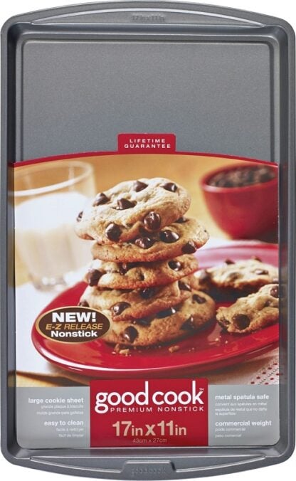 Goodcook 4022 Large Non-Stick Cookie Sheet, 17 in L, 11 in W, Steel, Silver