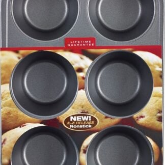 Goodcook 04033 Muffin Pan, Round Impressions, Steel, 6-Compartment, Dishwasher Safe: Yes, 16-1/2 in L, 10 in W