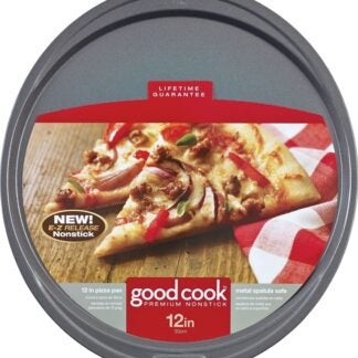 Goodcook 4036 Non-Stick Pizza Pan, Round, 12 in Dia, Steel, Gray