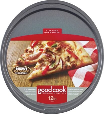 Goodcook 4036 Non-Stick Pizza Pan, Round, 12 in Dia, Steel, Gray