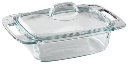 Pyrex 1085801 Easy Grab Casserole Dish, 2 qt, Glass, Clear, Dishwasher Safe: Yes Sells in Quantity of 2