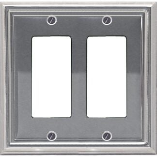 Atron 2-202 Series 2-202RR Switch Wallplate, 2-Gang, Metal, Polished Chrome