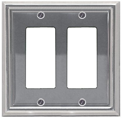 Atron 2-202 Series 2-202RR Switch Wallplate, 2-Gang, Metal, Polished Chrome