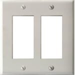 Atron 2-164 Series 2-164RR Switch Wallplate, 2-Gang, Metal, White