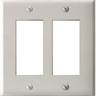 Atron 2-164 Series 2-164RR Switch Wallplate, 2-Gang, Metal, White