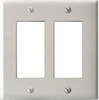 Atron 2-164 Series 2-164RR Switch Wallplate, 2-Gang, Metal, White