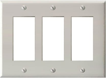 Atron 2-164 Series 2-164RRR Switch Wallplate, 3-Gang, Metal, White