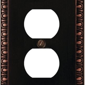 Atron 95D Receptacle Wallplate, 7 in L, 4 in W, 1-Gang, Metal, Oil-Rubbed Bronze