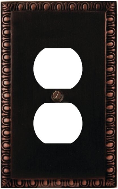 Atron 95D Receptacle Wallplate, 7 in L, 4 in W, 1-Gang, Metal, Oil-Rubbed Bronze