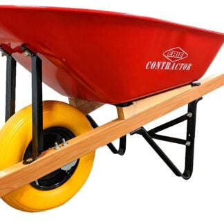 Erie E-1038 Contractor Wheelbarrow, 6 cu-ft Volume, Polyurethane, 1-Wheel, Flat-Free Wheel, 15.25 in Dia x 4 in W Wheel