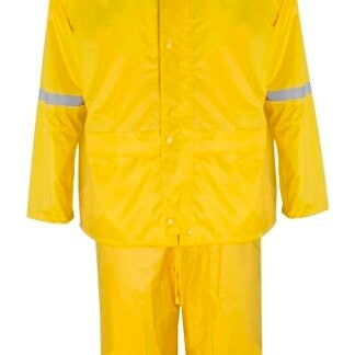 Diamondback RS3-01-M Rain Suit, M, 41 in Inseam, Polyester, Yellow, Concealed Collar, Zipper with Storm Flap Closure