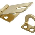 National Hardware V30 Series N102-053 Safety Hasp, 1-3/4 in L, 3/4 in W, Steel, Brass, 0.34 in Dia Shackle