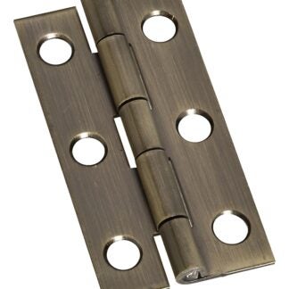 National Hardware N211-243 Decorative Narrow Hinge, 2 in H Door Leaf, 0.04 in Thick Door Leaf, Brass, Antique Brass