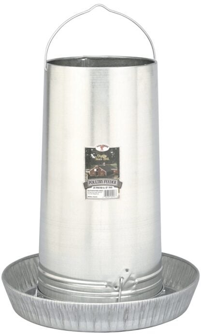 Little Giant 914273 Poultry Feeder, 40 lb Capacity, Rolled Edge, Galvanized Steel Sells in Quantity of 6