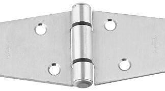 National Hardware N342-485 Strap Hinge, 6 in H Frame Leaf, Stainless Steel, Stainless Steel, Fixed Pin