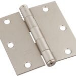 National Hardware N830-326 Square Corner Door Hinge, Cold Rolled Steel, Satin Nickel, Full-Mortise Mounting