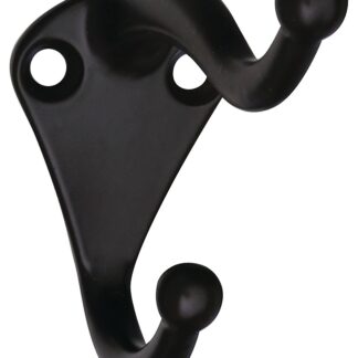 National Hardware V160 N330-761 Coat and Hat Hook, 35 lb, 2-Hook, Zinc, Oil-Rubbed Bronze