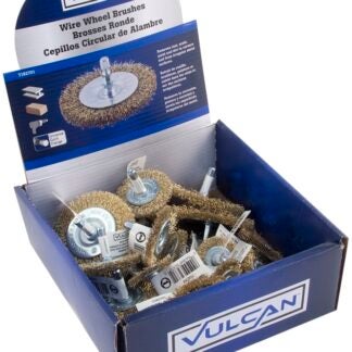 Vulcan 323700OR Assorted/Coarse-Grade Wire Wheel Brush Kit, 1-1/2, 2, 2-1/2, 3 in Dia, 1/4 in Arbor/Shank Sells in Quantity of 25