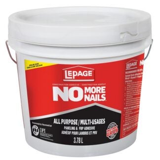 LePage 2075280 Latex Adhesive, White, 3.78 L Pail