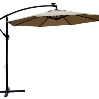 Seasonal Trends UMSCS10BKOBD-04 Solar Offset Taupe Umbrella, 2.5m/98.43 in H, 10 ft W Canopy, 10 ft L Canopy