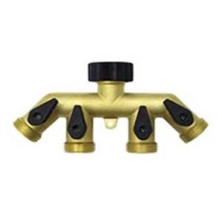 Gardena RW-99009S Tap Hose Connector Swivel, 4-Port/Way, Brass