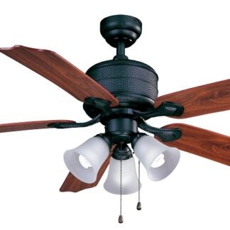 Boston Harbor AC362+3L-NI-3L Ceiling Fan, 5-Blade, Natural Iron Housing, 52 in Sweep, MDF Blade, 3-Speed