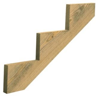 UFP 279712 Stair Stringer, 35.64 in L, 11-1/4 in W, 3-Step, Wood, Yellow, Treated