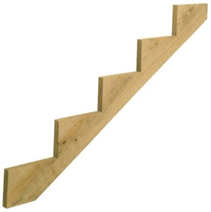 UFP 279714 Stair Stringer, 59.77 in L, 11-1/4 in W, 5-Step, Wood, Yellow, Treated