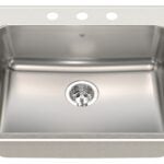 Kindred QSLA2225/8/3 Kitchen Sink, 3-Faucet Hole, 22 in OAW, 25-1/4 in OAH, Stainless Steel, Drop-In, 1-Bowl