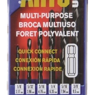 ARTU 01540 Drill Bit Set, Multi-Purpose, 6-Piece, Chrome Vanadium Steel/Cobalt/Tungsten Carbide